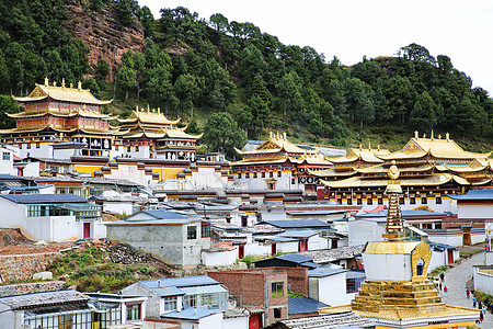 甘南郎木寺小镇背景