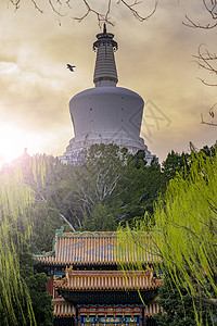 日落的春风琼华岛背景图片