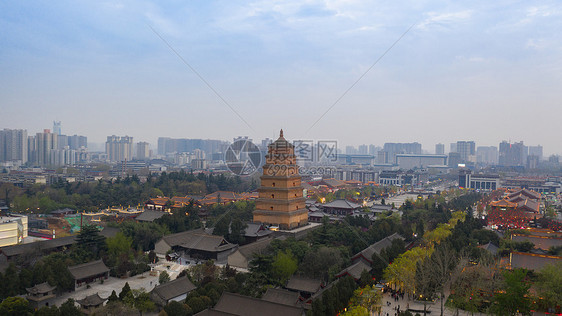 西安大雁塔古建筑航拍图片