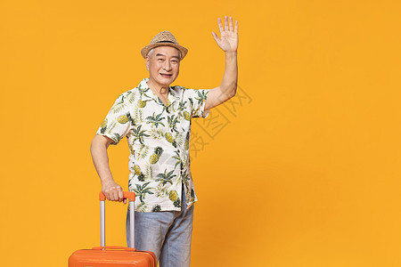 拉着行李箱的老人图片