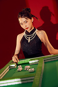 国潮中国风旗袍美女背景图片