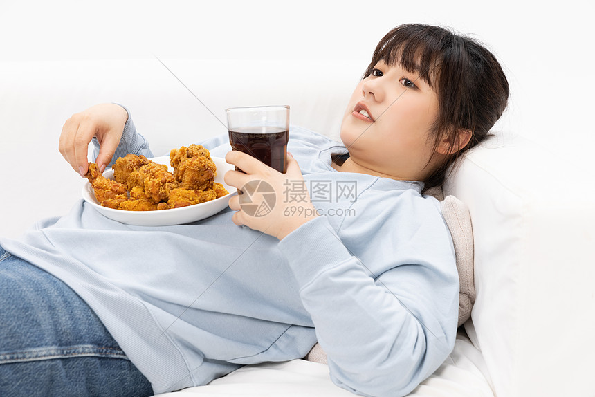 肥胖女性和美食图片