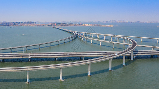 青岛胶州湾隧道青岛胶州湾大桥航拍背景