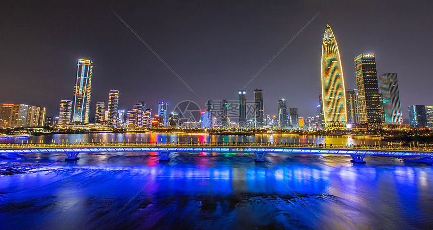 深圳地标深圳湾cbd春笋大厦夜景