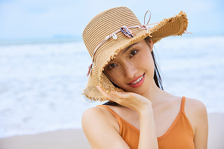 海边写真夏日海边清新美女背景