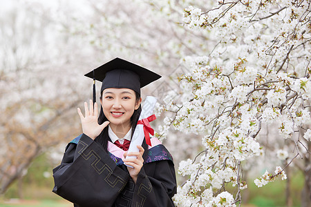 毕业季樱花清纯可爱少女高清图片