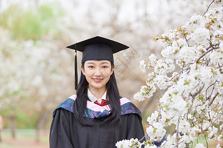 手绘少女毕业季樱花清纯可爱少女背景