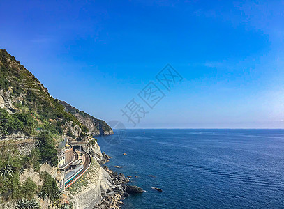 夏日海滩欧洲海边铁路背景