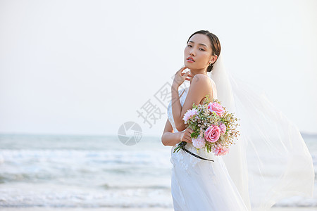 海边美女海边婚纱美女背景