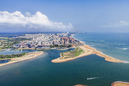 航拍海南琼海著名旅游地博鳌小镇背景