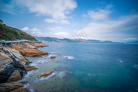 深圳海滩深圳大梅沙旅游区海滩礁石背景