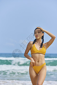 比基尼美女夏日海边比基尼性感美女背景