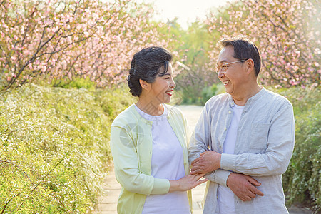 老人夫妇公园踏青的老年夫妇背景