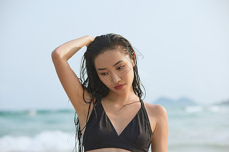 海边性感比基尼美女背景