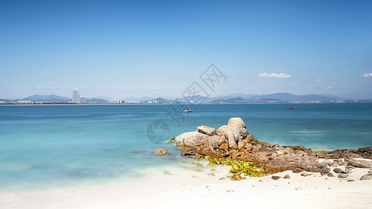 海滨风景区海南三亚5A风景区蜈支洲岛沙滩大海背景