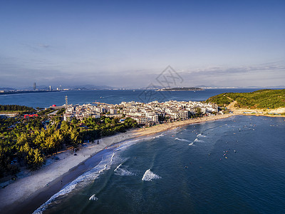 海南三亚冲浪胜地后海航拍背景图片