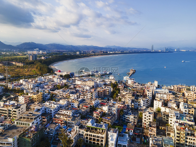 海南三亚冲浪胜地后海航拍图片