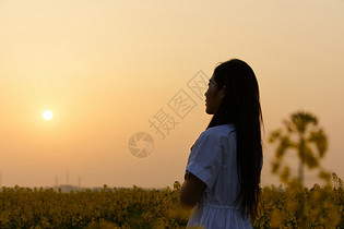 对着夕阳祈祷的少女图片