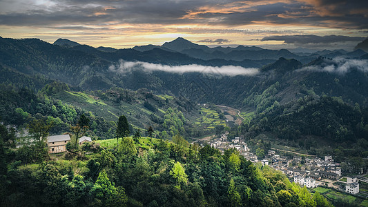 皖南山区皖南徽州山区乡村风景背景