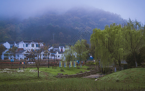 南京将军山南京不老村清晨的乡村风景背景