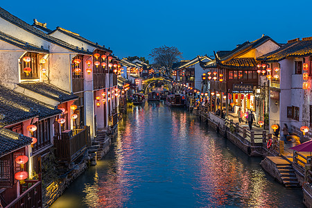 七里山塘夜景高清图片