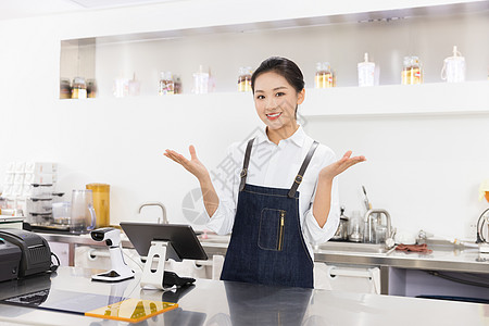 饮品店女性服务员职业形象背景