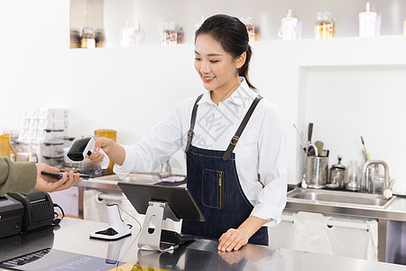 饮品店女性服务员服务点单图片