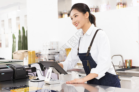 饮品店女性服务员点单图片