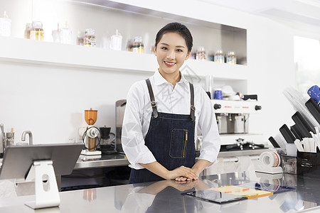 饮品店女性服务员职业形象高清图片