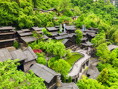 湖北5A风景区三峡人家巴王宫航拍图片