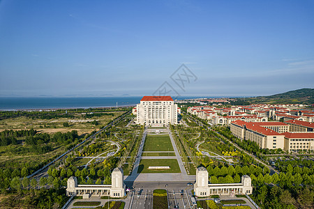 山东大学青岛校区航拍背景