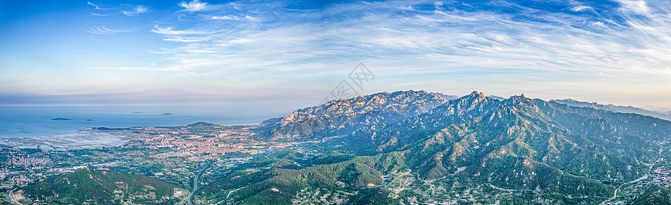 航拍青岛崂山王哥庄区域全景图片