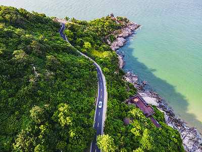 航拍连云港连岛海滨道路公路图片