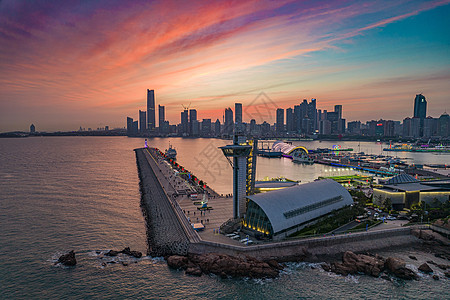 夜晚的青岛浮山湾高清图片