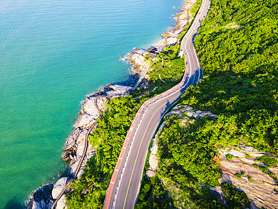 绿色出行连云港连岛景区滨海公路道路背景