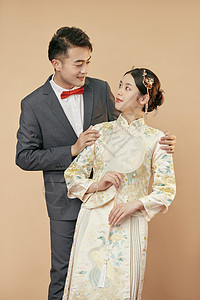 婚纱照情侣婚年轻情侣中式婚纱照背景