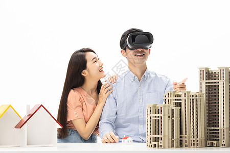 VR房地产女友带男生VR看房背景