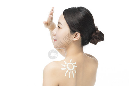 夏日女性防晒创意背影背景图片