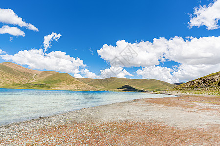 蓝天草原西藏羊卓雍错羊湖背景