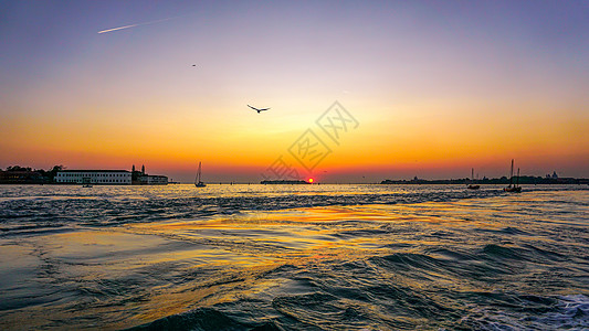 海上落日海上日落风光背景