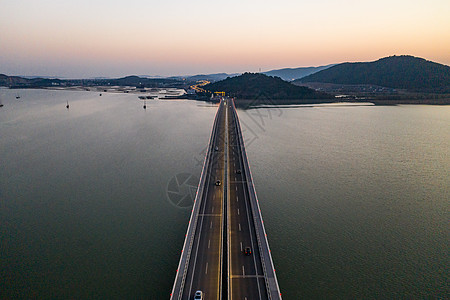 航拍苏州5A景区太湖大桥背景