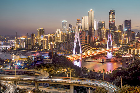 重庆傍晚江边夜景高清图片