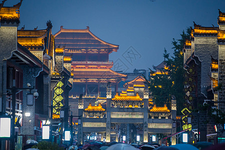 襄阳城墙临汉门夜景图片