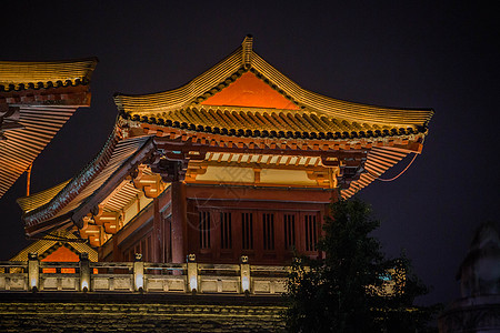 襄阳鼓楼夜景背景图片