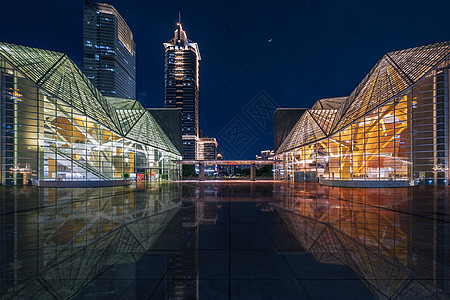 夜景深圳市民中心图书馆与音乐厅图片