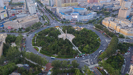 长春人民广场航拍背景