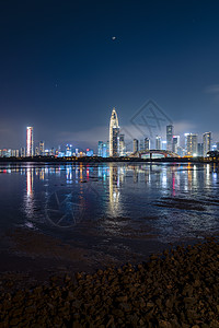 深圳人才公园夜景深圳华润大厦背景