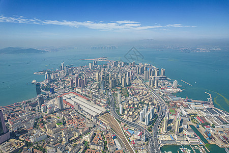 青岛西部老城区高空俯瞰背景图片