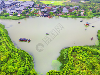 5A风景区拈花湾小镇航拍拈花湖图片