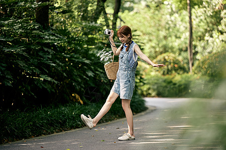 写真夏日清新美女背景